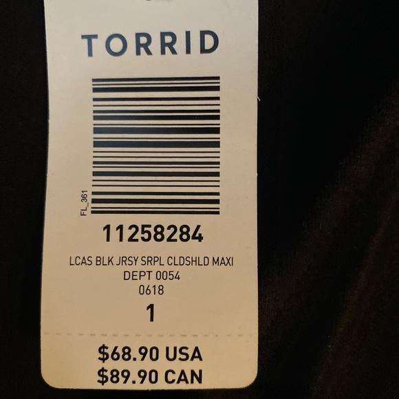 Torrid Black Dress Jersey Maxi Dress Cold Shoulder size 1x - Picture 5 of 6